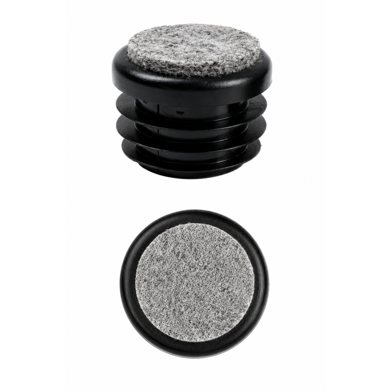 Embout à lamelles pour tube rond avec feutre 25 mm Noir
