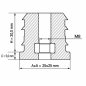 Embout carré renforcé avec insert fileté métallique 25x25 mm M8 insert fileté carré 25x25 EMFA GmbH