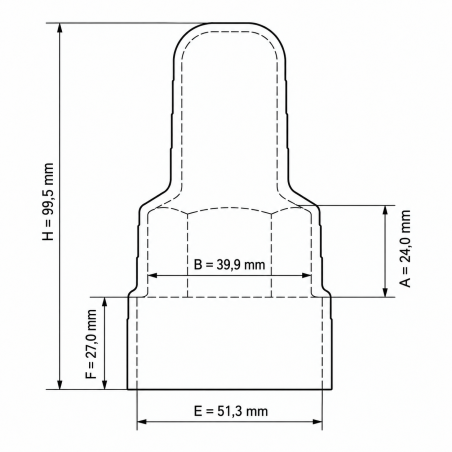 Cache-écrou et vis allongé avec logement pour rondelle en PE M27 H100 cache-vis long M27 EMFA GmbH