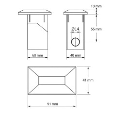 Bouchon intérieur rectangulaire pour poteau de clôture avec perçage 40x60 mm capuchon EMFA GmbH