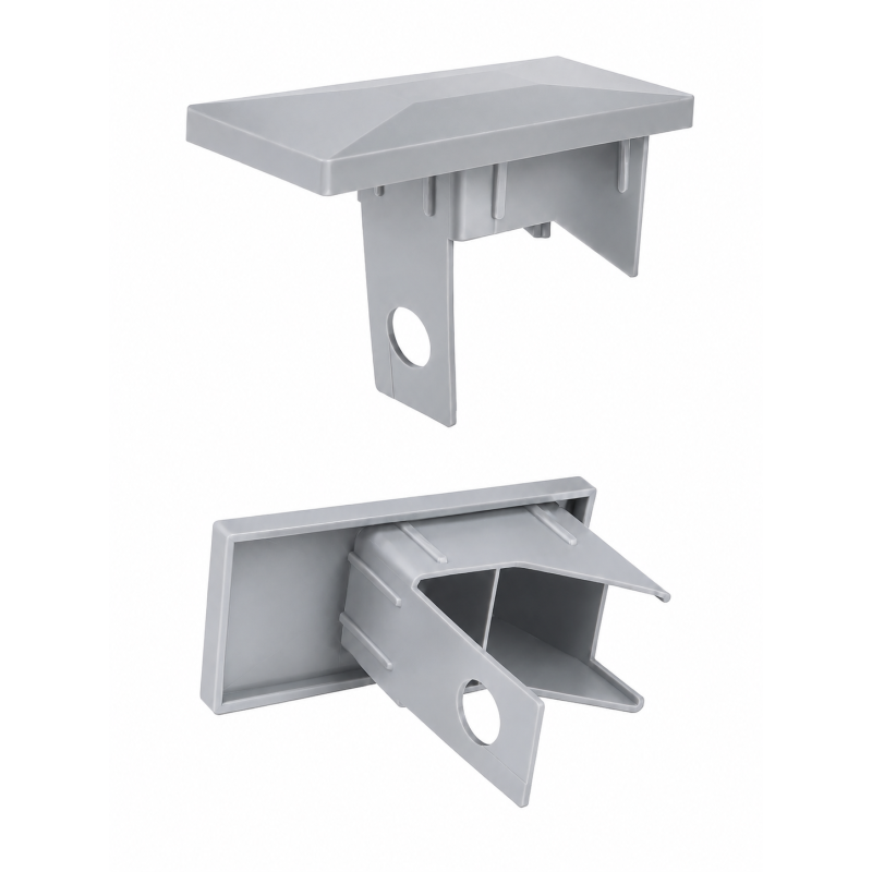Bouchon intérieur rectangulaire pour poteau de clôture avec perçage 40x60 mm Gris