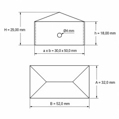 Embout extérieur rectangulaire en acier brut 30x50 mm Argent