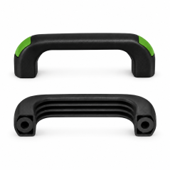 Poignée étrier avec trous traversants et capuchons affleurants 120 mm - d 8,5 mm - poignée noire - capuchons Vert clair EMFA Gmb