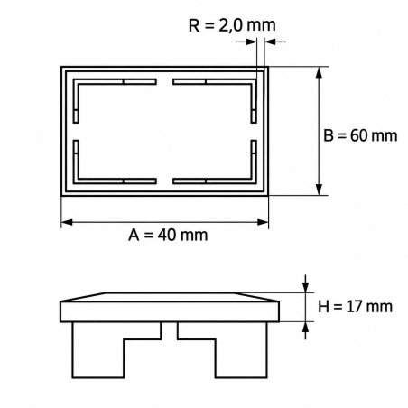 Bouchon intérieur rectangulaire pour poteau de clôture 40x60 mm capuchon EMFA GmbH