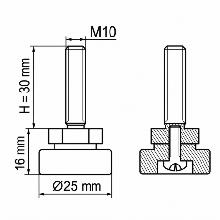 Pied réglable articulé vissé M10x30 vérin de meuble EMFA GmbH
