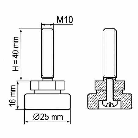 Pied réglable articulé vissé M10x40 vérin de meuble EMFA GmbH
