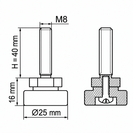 Pied réglable articulé vissé M8x40 vérin de meuble EMFA GmbH