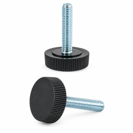 Pied réglable moleté Ø25 M8x40 - FI25 vérin de meuble EMFA GmbH