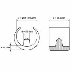 Douille de réduction fendue pour tube rond 14-16 mm Noir