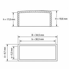 Embout extérieur rectangulaire plat 30,3x5,3 mm Noir