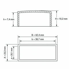 Embout extérieur rectangulaire plat 39,7x20,1 mm Noir