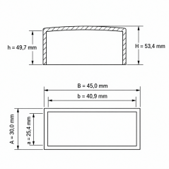 Embout extérieur rectangulaire plat 40,9x25,4 mm Noir