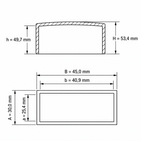 Embout extérieur rectangulaire plat 40,9x25,4 mm coiffe EMFA GmbH