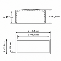 Embout extérieur rectangulaire plat 40,7x30,6 mm Noir