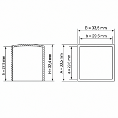 Embout extérieur carré plat 29,6x29,6 mm Noir