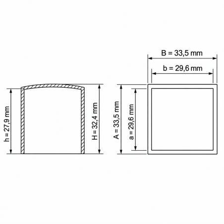Embout extérieur carré plat 29,6x29,6 mm capuchon EMFA GmbH