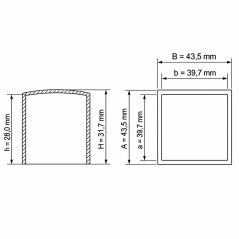 Embout extérieur carré plat 39,7x39,7 mm Noir