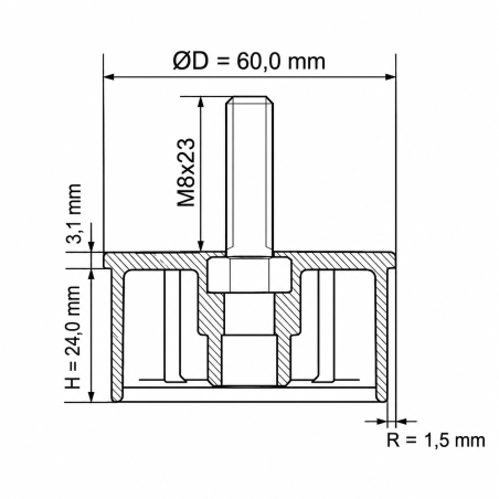 Bouchon à frapper avec tige filetée pour tube rond 60 mm M8x23 Noir Bouchon à frapper avec tige filetée pour tube rond 60 mm M8x23 insert fileté EMFA GmbH
