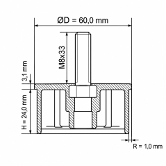 Bouchon à frapper avec tige filetée pour tube rond 60 mm M8x33 insert fileté EMFA GmbH